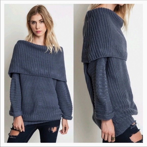 Umgee Sweaters - Umgee Aspen Fold Over Chunky Oversized Sweater
